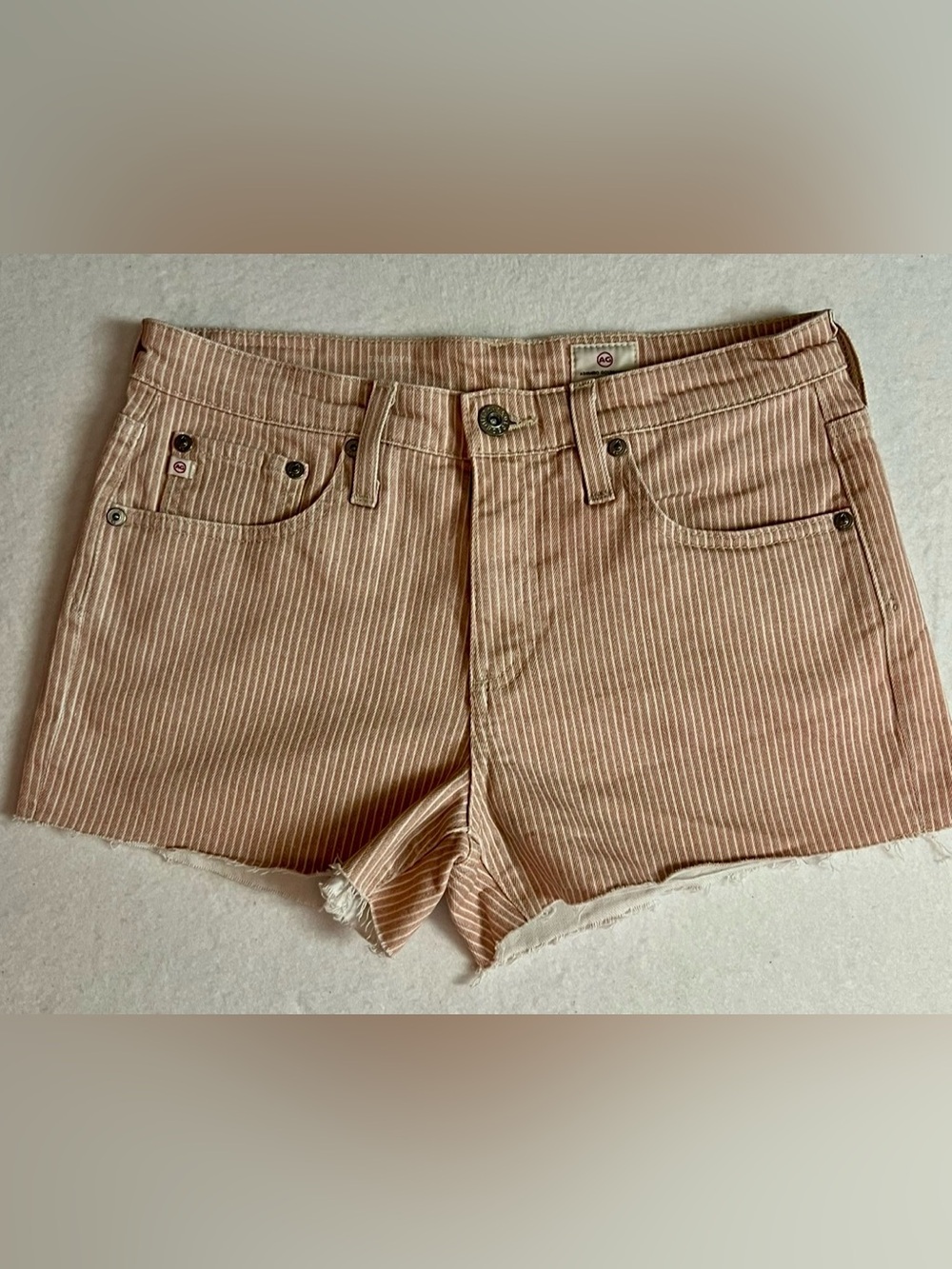 AG Adriano Goldschmied Brynn Striped Stretch Denim Cut-Off
Shorts Size 26, NWOT